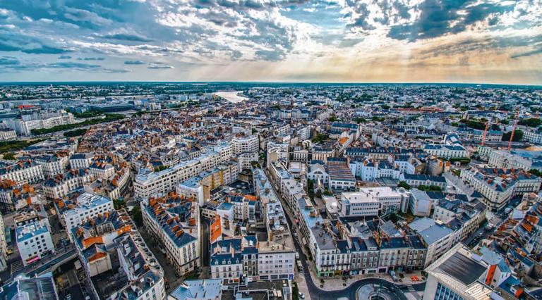 vue aérienne de la ville de Nantes